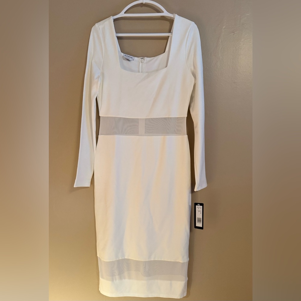NWT Bebe Square Neck Mesh Inset Dress
Ivory Size Large